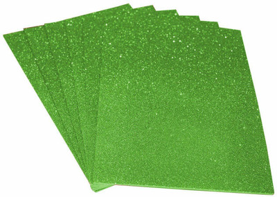 manrish A4Size Green Eva Foam Glitter Designer Sheets for Craft,Decorations,Projects unruled 2mm 100 gsm A4 paper(Set of 10, Green)