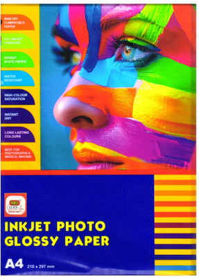 First Click Inkjet Photo Glossy Paper A4 Size- 20 Sheets 180 GSM UNRULED A4 180 gsm Photo Paper(Set of 20, White)