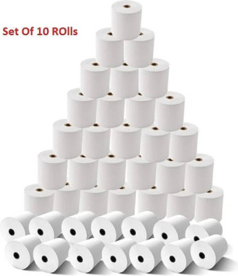 BIS OFFICE THERMAL PAPER ROLL 80MM(3inch) X 25MTRS 50 gsm Thermal Paper(Set of 10, White)