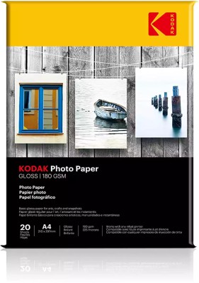 KODAK Inkjet Photo Paper 20 Sheets Glossy A4 180 gsm Inkjet Paper(Set of 1, White)