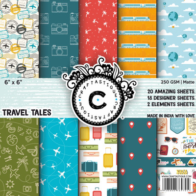 Craftastique Craftastique Travel Tales Scrapbooking Paperpack Designer 6 x 6 inches 250 gsm Craft paper(Set of 1, Multicolor)