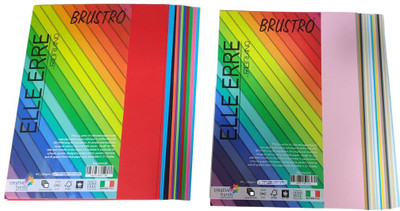 BRuSTRO Elle Erre Coloured Card Stock (12 X 2 Bright and 12 X 2 Soft Sheets) A4 220 gsm Craft paper(Set of 2, Mixed Bright & Soft Colours 48 Sheets Pack)