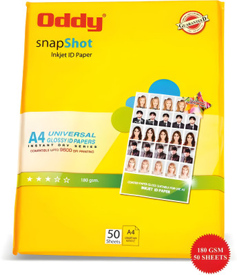 Oddy Glossy Unruled A4 180 gsm Photo Paper(Set of 50, White)