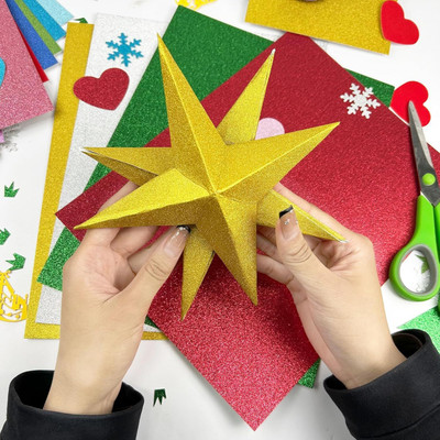 Festiko Multicolor Glitter Cardstock Sheets, Pack of 24 Unruled A4 250 gsm A4 paper(Set of 1, Multicolor)