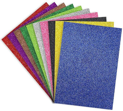 MR CRAFT Sparkle Glitter Sheets (Pack of 10) A4 200 gsm Craft paper(Set of 1, Multicolor)