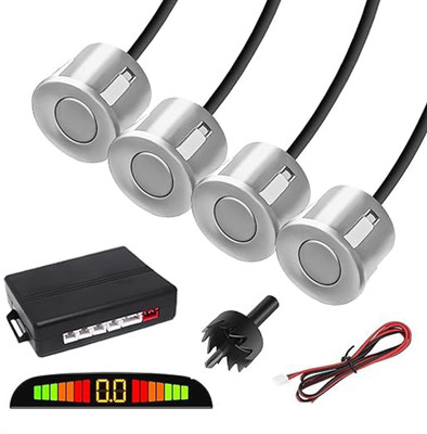 TECHOMANIA PKA2713 White Car Reverse Parking Sensor with LED Display 4 Sensor PKNA2713 Parking Sensor(Ultrasonic Systems)