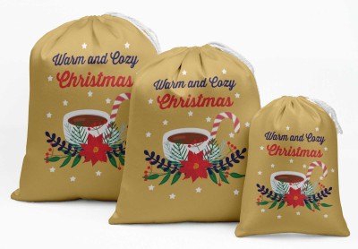 Darling Souvenir Brown Warm & Cozy Christmas Party Supply Favor Bags Drawstring Pouches 15 Pieces Pouch