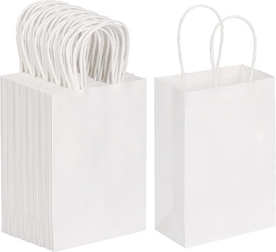 Aakriti Solid Party Bag(White, Pack of 10)