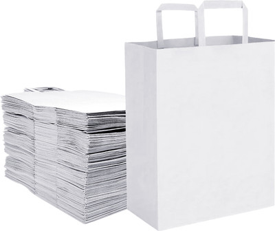 Aakriti Solid Party Bag(White, Pack of 10)