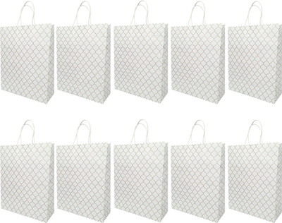 Aakriti Printed Party Bag(White, Pack of 10)