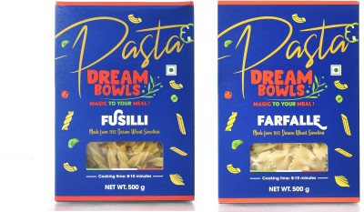 DREAM BOWLS FUSILLI AND FARFALLE Premium Pasta Durum Wheat No Maida Perfect Classic Pasta Fusilli, Farfalle Pasta(Pack of 2, 1 kg)