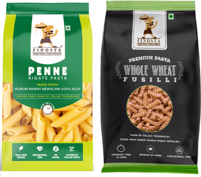 Finosta Penne Pasta and Whole Wheat Fusilli Pasta Pack of 2 , 500g Each Fusilli, Penne Pasta(Pack of 2, 500 g)