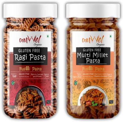 Amwel Organic Gluten Free Ragi Pasta + Multi Millet Pasta 220g x 2pc | No MaidaSooji Fusilli Pasta(Pack of 2, 440 g) Amwel Organic Gluten Free Ragi Pasta + Multi Millet Pasta 220g x 2pc | No MaidaSooji Fusilli Pasta(Pack of 2, 440 g)