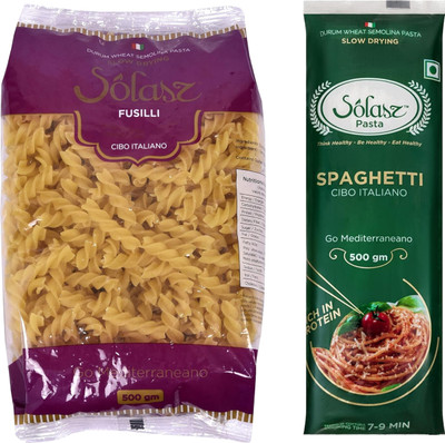 SOLASZ Fusilli and Spaghetti Durum Wheat Pasta -500gm - Pack of 2 Fusilli, Spaghetti Pasta(Pack of 2, 1000 g)