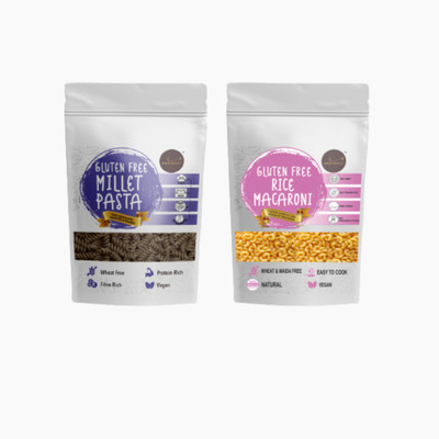 Indulgence INDULGENCEGluten Free Rice Macaroni and Multi Millet Fusilli Pasta(Pack of 2, 400 g)