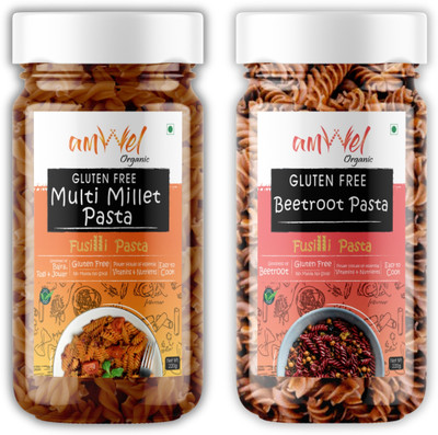 Amwel Organic GlutenFree Multi Millet Pasta + Beetroot Pasta 220g x 2pc |No MaidaSooji Fusilli Pasta(Pack of 2, 440 g) Amwel Organic GlutenFree Multi Millet Pasta + Beetroot Pasta 220g x 2pc |No MaidaSooji Fusilli Pasta(Pack of 2, 440 g)