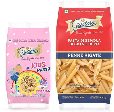 Gustora Durum Wheat Semolina My Princess & Penne Rigate Pasta Combo Penne Rigate Pasta(Pack of 2, 750 g)