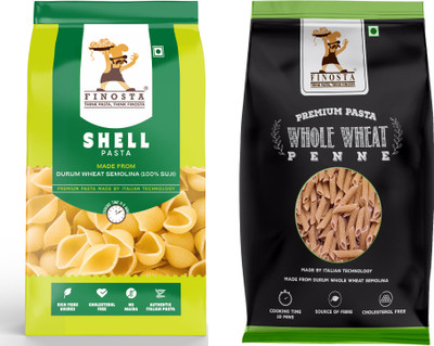 Finosta Shell Pasta and Whole Wheat Penne Pasta Pack of 2 , 500g Each Shell, Penne Pasta(Pack of 2, 500 g)
