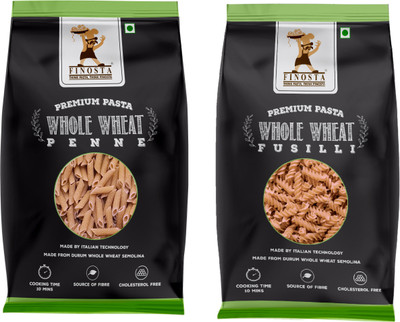 Finosta Whole Wheat Penne and Fusilli Pasta Pack of 2 (500g Each) Fusilli, Penne Pasta(Pack of 2, 500 g)
