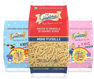 Gustora Durum Wheat Semolina Mini Fusilli & My Kids Pasta Combo Fusilli Pasta(Pack of 3, 1 kg)