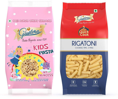 Gustora Durum Wheat Semolina My Princess & Rigatoni Pasta Combo Shell Pasta(Pack of 2, 450 g)