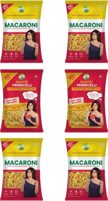 Veg4U 4 Macaroni (400 G) 2 Roasted Vermecilli (180 G) Macaroni Pasta(Pack of 6, 1960 g)