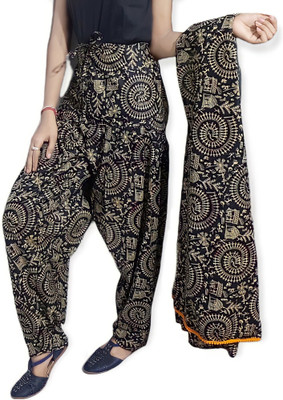 Krishiv Cotton Printed, Floral Print, Solid Patiala
