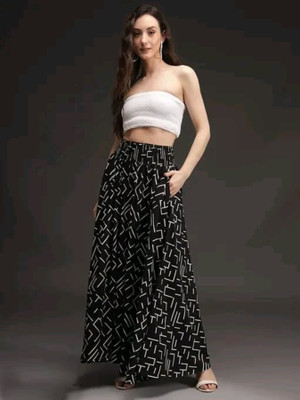 TISHTA Flared Women Black Trousers