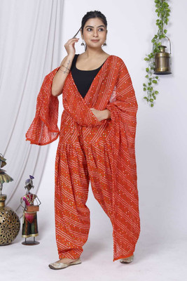 HANVIK TRADERS Cotton Blend Printed Patiala