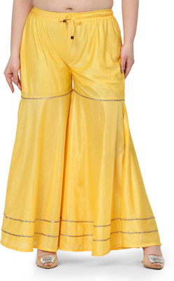 MASSI DESIGN Relaxed Women Yellow Trousers