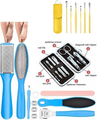 asija makeovers good quality 8 Pcs Pedicure Kit & 16 Pcs Manicure Kit and 6pcs yellow Ear Wax(200 g, Set of 21)