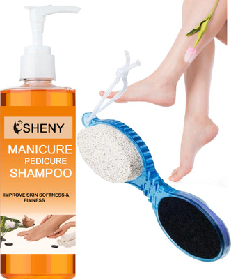 sheny soft Manicure & Pedicure Shampoo for hand and foot with foot scrubber(230 ml, Set of 2)
