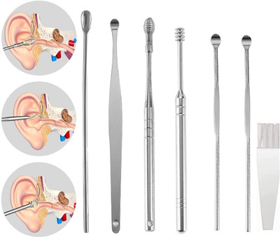 tanvi27 Ear Wax Cleaner Reusable Removal Kit Steel Ear Cleansing Tool Set(10 g, Set of 7)