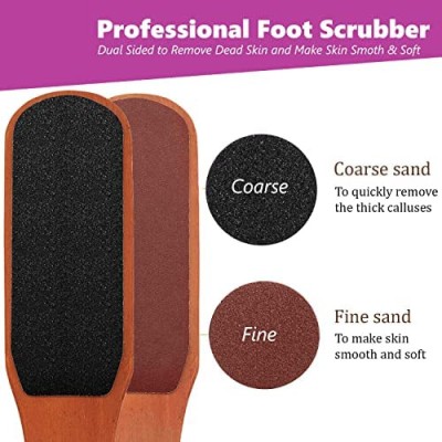Kamz Wooden Handle Foot Scrubber For Dead Skin Calus Remove Pedicure Tool set of 2(99 g, Set of 2)