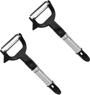 DEECKICH 2-in-1 Double Julienne and Vegetable Peeler Y Shaped Peeler(Black Pack of 2)