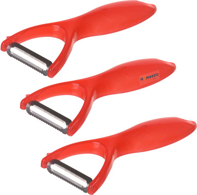 HOMESTIC Plastic Y Shaped Sharp Blade Fruit & Vegetable Peeler For Kitchen|Pack of 3|Red Y Shaped Peeler Set(Red Pack of 3)