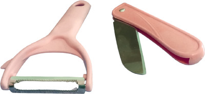 Bluzap Peeler & Knife Set for Kitchen Tool Y Shaped, Straight Peeler Set(Multicolor Pack of 2)
