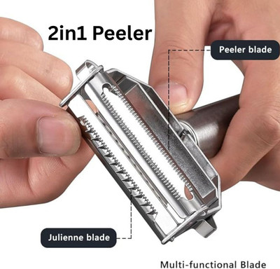Spalzo Premium 2-in-1 Stainless Steel Peeler & Julienne Slicer Y Shaped Peeler(Silver)