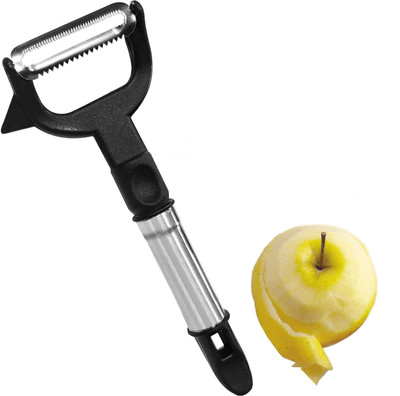 SEE INSIDE 2-in-1 Double Julienne and Vegetable Peeler Straight Peeler(Black)