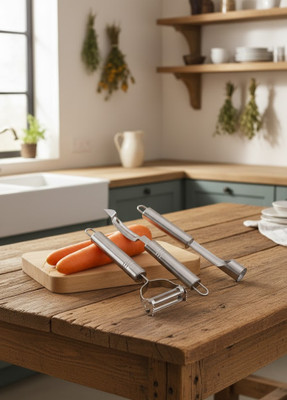 XEAMUSY Straight, Y Shaped Peeler Set(Silver, Multicolor)