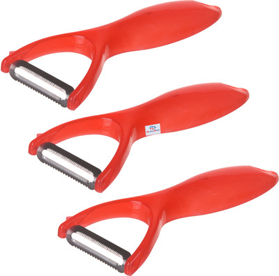 Heart Home Plastic Y Shaped Sharp Blade Fruit & Vegetable Peeler For Kitchen|Pack of 3|Red Y Shaped Peeler Set(Red Pack of 3)