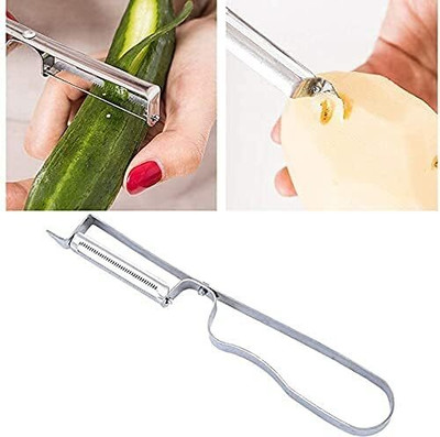 Shree Ganesh Enterprice Multi-functional Peelers for Kitchen, Peeler for Vegetables and Fruits 3 Pcs Straight Peeler Set(Silver)
