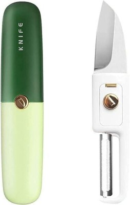 Signy SIGNY Multifunctional 2 in 1 Stainless Steel Fruit Knife Peeler, Dual-Use Knife Straight Peeler Set(Multicolor)