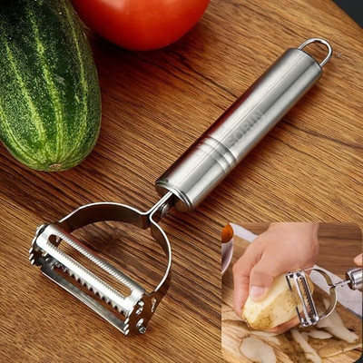 SAREJA Multi-Functional Fruit Vegetable Shredder Slicer peeler Y Shaped Peeler(Silver)