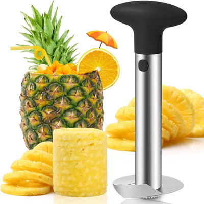 SHRIYARTH SALES Fruit Pineapple Corer Slicer with Non-Slip ABS Handle Straight Peeler(Silver, Black)