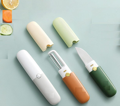RUHIRA 2 in 1 Knife and Peeler for Kitchen Travel Knife with case Stainless Steel Bled Straight Peeler(Multicolor)