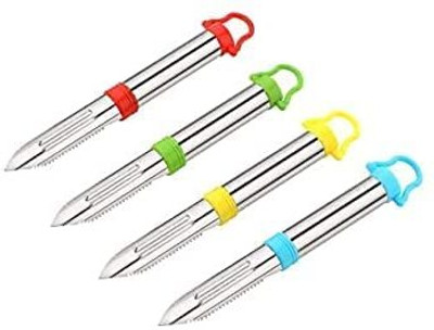 Skab Vegetable , Fruit Peeler Potato Carrot Cucumber Green Peeler Round Handle Peeler Straight Peeler(Multicolor Pack of 4)