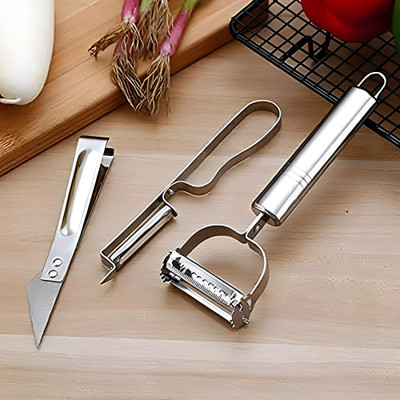 YCVARIYA 3 in 1 Peeler Slicer and Meat Stainless Steel Cutter NA Peeler Set(Multicolor)