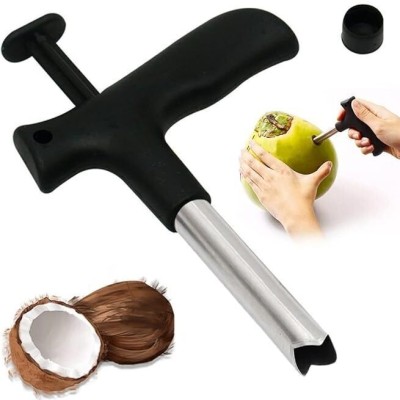 AKsells Coconut Opener Tool Easy & Convenient Straw Hole Maker Straight Peeler(Black)