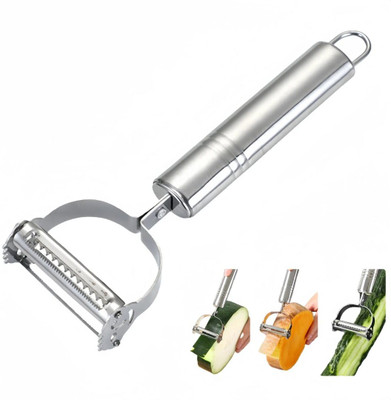 PERPART Julienne Peeler Fruit Vegetable Shredder potato Slicer Ultra Sharp Stainless Straight Peeler(Silver)